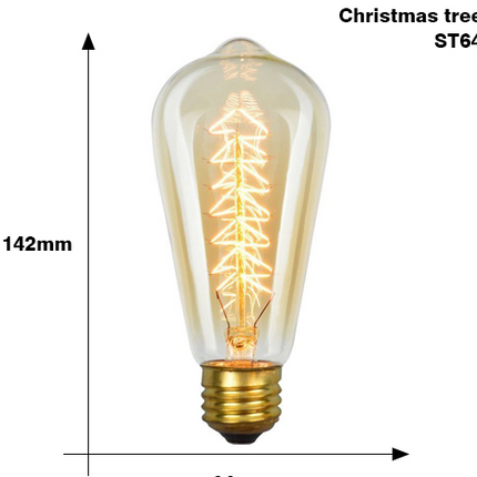 Model: ST64 Christmas tree - Edison Bulb E27 220V 40W ST64 A19 T45 G80 G95 G125 Incandescent filament bulb lighting Retro Edison Light Bulb