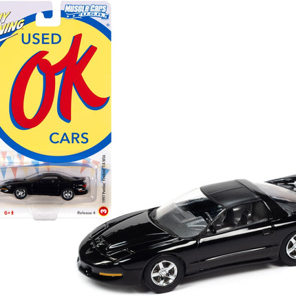 1997 Pontiac Firebird T/A Trans Am WS6 Black with Matt Black Top "OK Used Cars" Series Limited Edition to 18056 pieces Worldwide 1/64 Diecast Model Car by Johnny Lightning