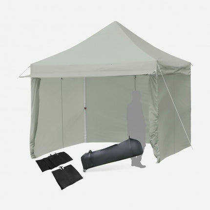 10 x 10 Feet Pop up Gazebo with 4 Height and Adjust Folding Awning-Gray - Color: Gray
