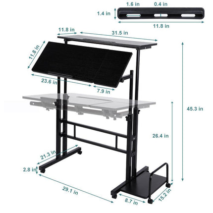 Computer & Office|Office Furniture|Mobile Standing Computer Workstation Home Office Desk with Wheels and Host Shelf
