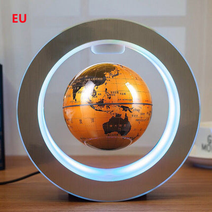Gift Ideas||Color: Yellow English EU - Round LED World Map Floating Globe Magnetic Levitation Light Anti Gravity Magic