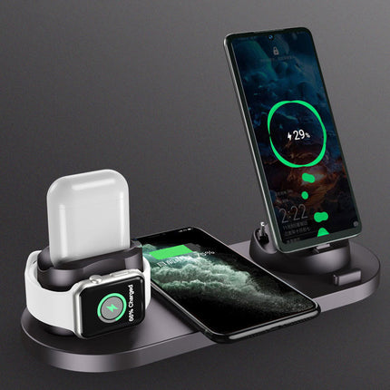 Compatible With , Wireless Charger Three-in-one For Mobile Phone Bluetooth Headset Watch Desktop Multi-function Charger (Color: Black, style: A)