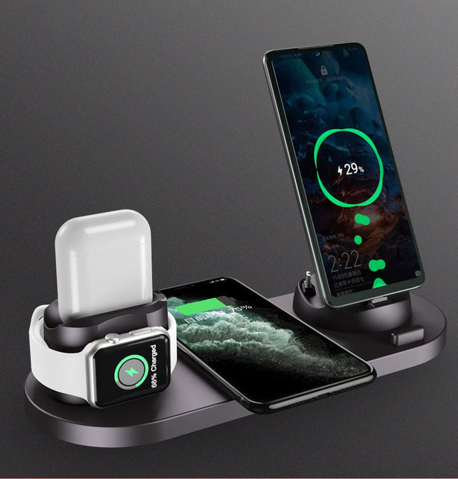 Compatible With , Wireless Charger Three-in-one For Mobile Phone Bluetooth Headset Watch Desktop Multi-function Charger (Color: Black, style: A)
