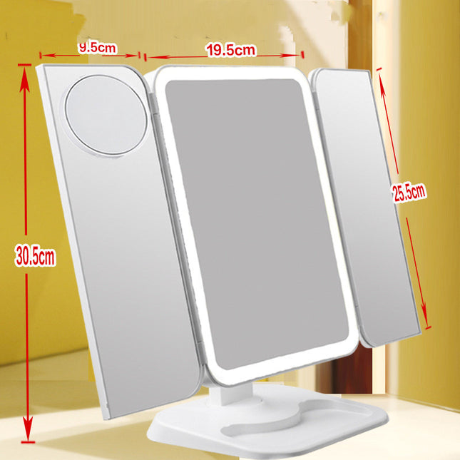 Gift Ideas||Color: 03 style - Trifold Makeup Mirror With Light 68 LED Vanity Mirrors 10X Magnifying 180Rotation