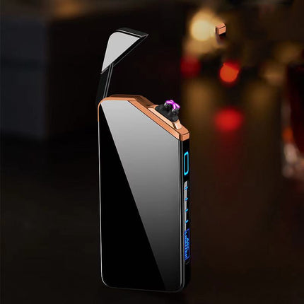 Black Usb Rechargeable Metal Lighter Personality Small Windproof Electronic Modern Minimalist Lighter (Color: Black, style: Paperback-USB, Electrical outlet: )