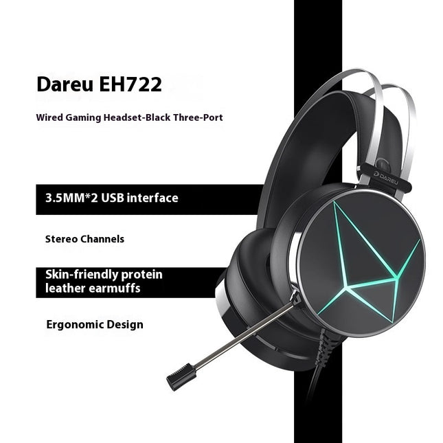 Wearable Technology||Color: Black Single Light Version - Gaming Electronic Sports Noise Cancelling Wired Headphones