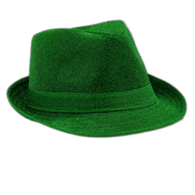 General||Glittery Finish Soft Green Fabric Fedora Non Light Up