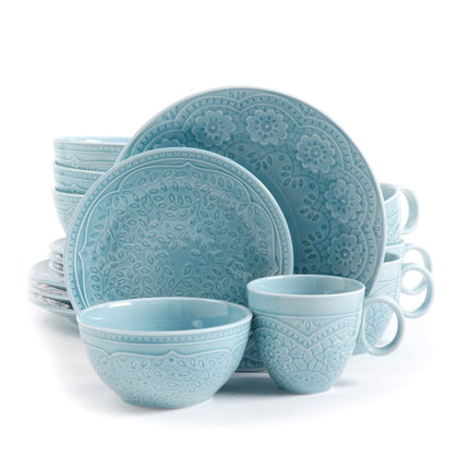 General||Gibson Elite Alemany 16-Piece Dinnerware Set, Aqua