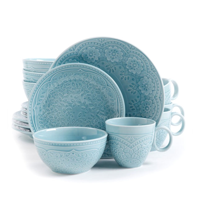 General||Gibson Elite Alemany 16-Piece Dinnerware Set, Aqua