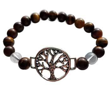 General||Bracelets with Charms, Quartz with Tree of Life, 8mm Tiger Eye
