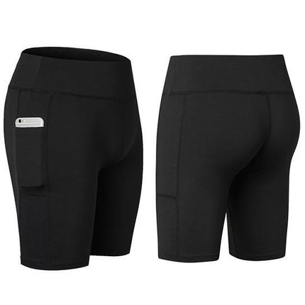General||Size: Medium,Color: Black - All Seasons Yoga Shorts Stretchable With Phone Pocket