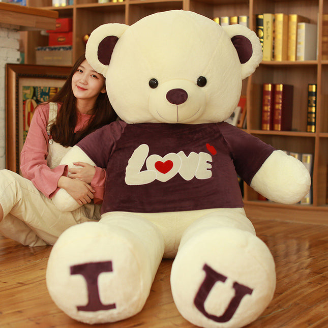 Heart Bear Pillow Plush Toy Valentine's Day Gift (Color: White A, Size: 100cm)