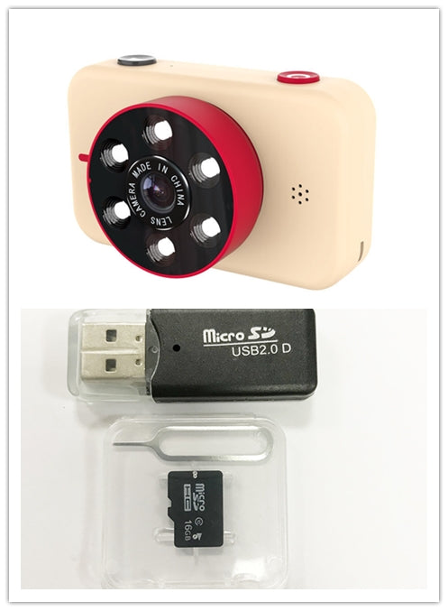 Digital mini camera for children (Color: Apricot with 16G)