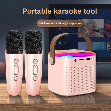 Consumer Electronics|Karaoke Bluetooth Speaker|Microphone Karaoke Machine Bluetooth-compatible Speaker With 2 Wireless Mic RGB Light Home Family Singing Speaker