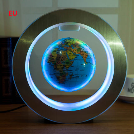 Gift Ideas||Color: Sky blue English EU - Round LED World Map Floating Globe Magnetic Levitation Light Anti Gravity Magic