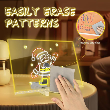 Creative Rewritable Message Board, Glowing Acrylic Message Marker Board, LED Note Board With Colors, Acrylic Dry Erase Drawing Board, Note Glass Led Board White Board