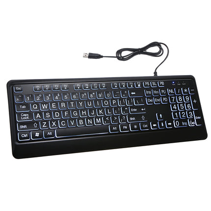 Computer & Office|Backlit Keyboard|USB Interface Large Print Backlit Wired Keyboard