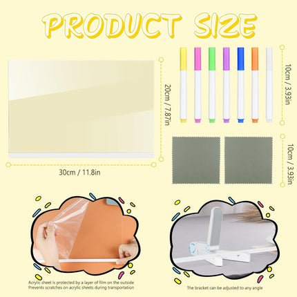 Creative Rewritable Message Board, Glowing Acrylic Message Marker Board, LED Note Board With Colors, Acrylic Dry Erase Drawing Board, Note Glass Led Board White Board