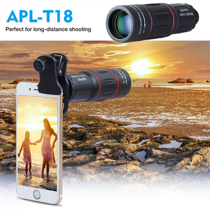 APEXEL 18X Telescope Zoom Mobile Phone Lens: Universal Clip-On Camera Lens with Tripod for iPhone, Samsung, and Smartphones