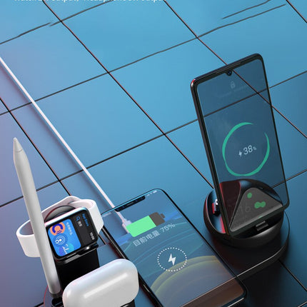 10W 7-in-1 Wireless Smart Desk Charging Dock Station for Mobile Phone, Watch, and Headsets