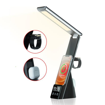 Bluetooth Speaker||3-in-1 Table Lamp Clock with Fast Charger, Wireless Charging, and Bluetooth Speaker Function