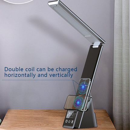 3-in-1 Table Lamp Clock with Fast Charger, Wireless Charging, and Bluetooth Speaker Function