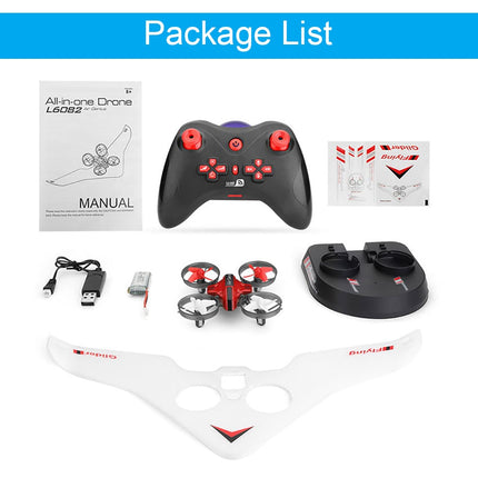 L6082 RC Drone Airplane Hovercraft 3 in 1 Quadcopter Headless Mode Glider Airship 2.4G Multi-functional RC Boat Remote Kids Toys