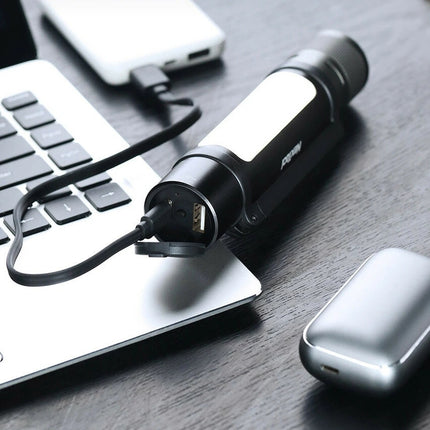 NEXTOOL 6-in-1 Dual-Light Zoomable Alarm Flashlight with USB-C Rechargeable Mobile Power Bank for Camping and Work Light