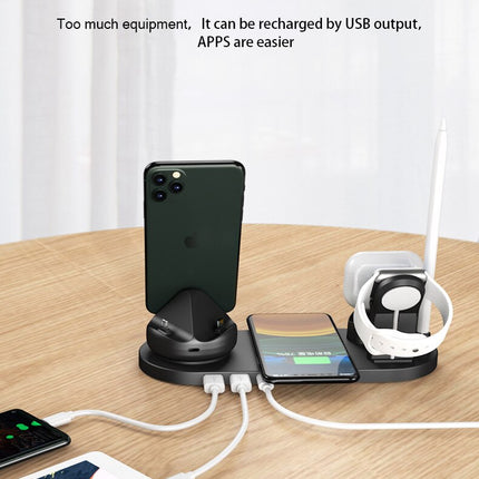10W 7-in-1 Wireless Smart Desk Charging Dock Station for Mobile Phone, Watch, and Headsets