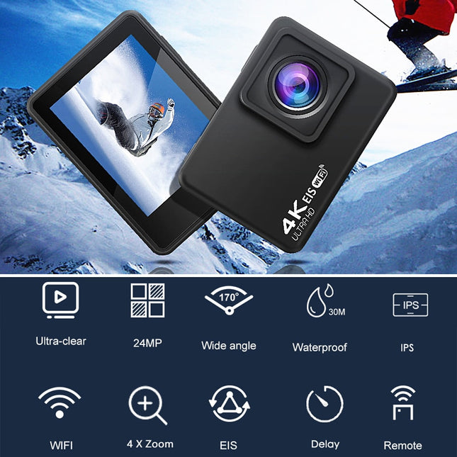 H10 EIS Anti-shake Action Camera: Ultra HD 4K / 60fps WiFi-enabled Underwater Waterproof Cam with 170° Angle, Helmet Mount, and Sport Pro Mode