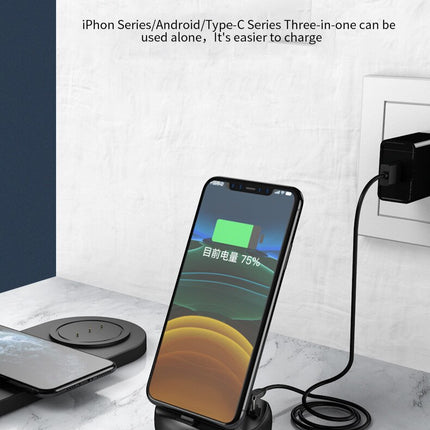 10W 7-in-1 Wireless Smart Desk Charging Dock Station for Mobile Phone, Watch, and Headsets