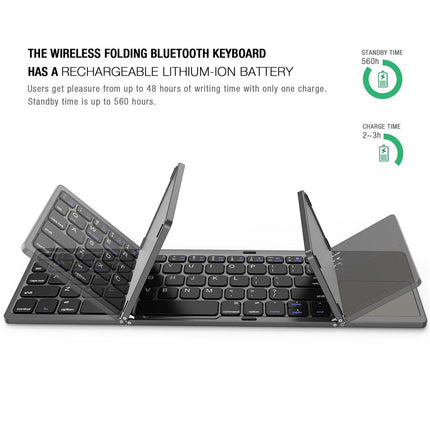 Ergonomic and Portable (New Mini Wireless Three Folding Bluetooth Keyboard)