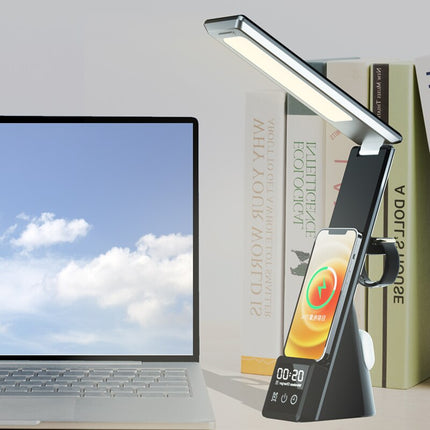 3-in-1 Table Lamp Clock with Fast Charger, Wireless Charging, and Bluetooth Speaker Function