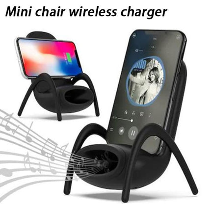 Phone Accessory||Portable Mini Chair Wireless Charger Stand with Musical Speaker Function for All Phones