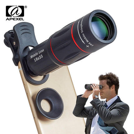 Security Camera||APEXEL 18X Telescope Zoom Mobile Phone Lens: Universal Clip-On Camera Lens with Tripod for iPhone, Samsung, and Smartphones