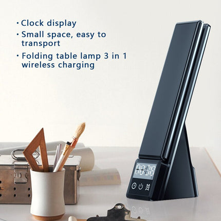 3-in-1 Table Lamp Clock with Fast Charger, Wireless Charging, and Bluetooth Speaker Function