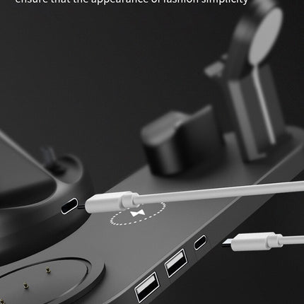 10W 7-in-1 Wireless Smart Desk Charging Dock Station for Mobile Phone, Watch, and Headsets