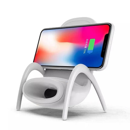 Portable Mini Chair Wireless Charger Stand with Musical Speaker Function for All Phones